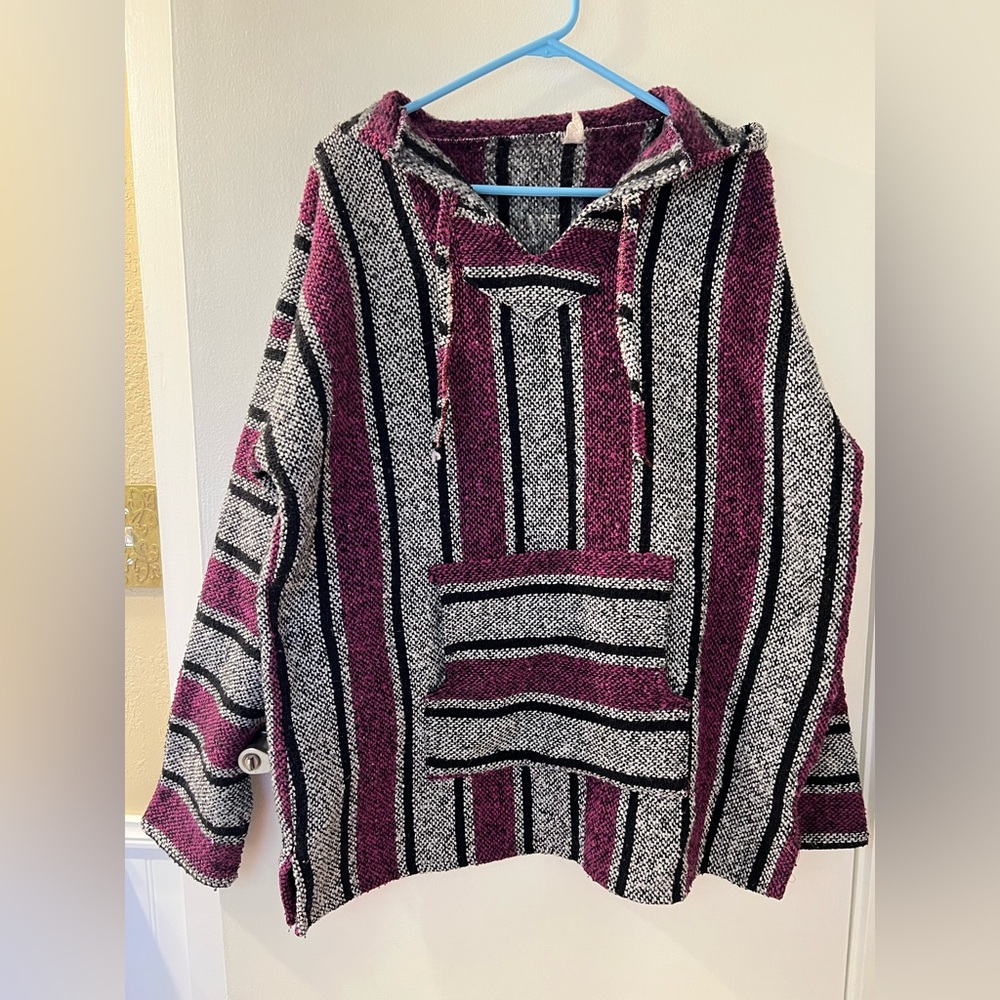 Striped Baja Hoodie with Front Pocket